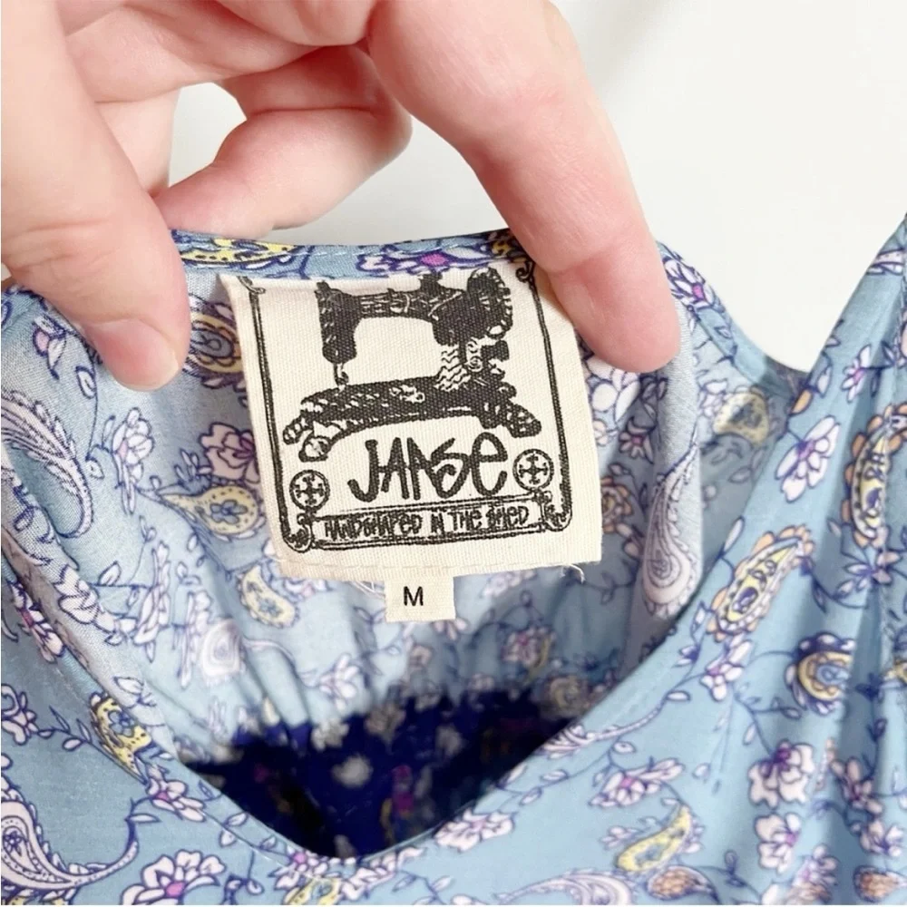 Jaase Wave Sapphire Jumpsuit blue floral print sleeveless drawstring waist - Picture 8 of 9